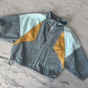 Danielle Kangaroo Jacket by The New Society 4Y Color block Shades Blue Gold